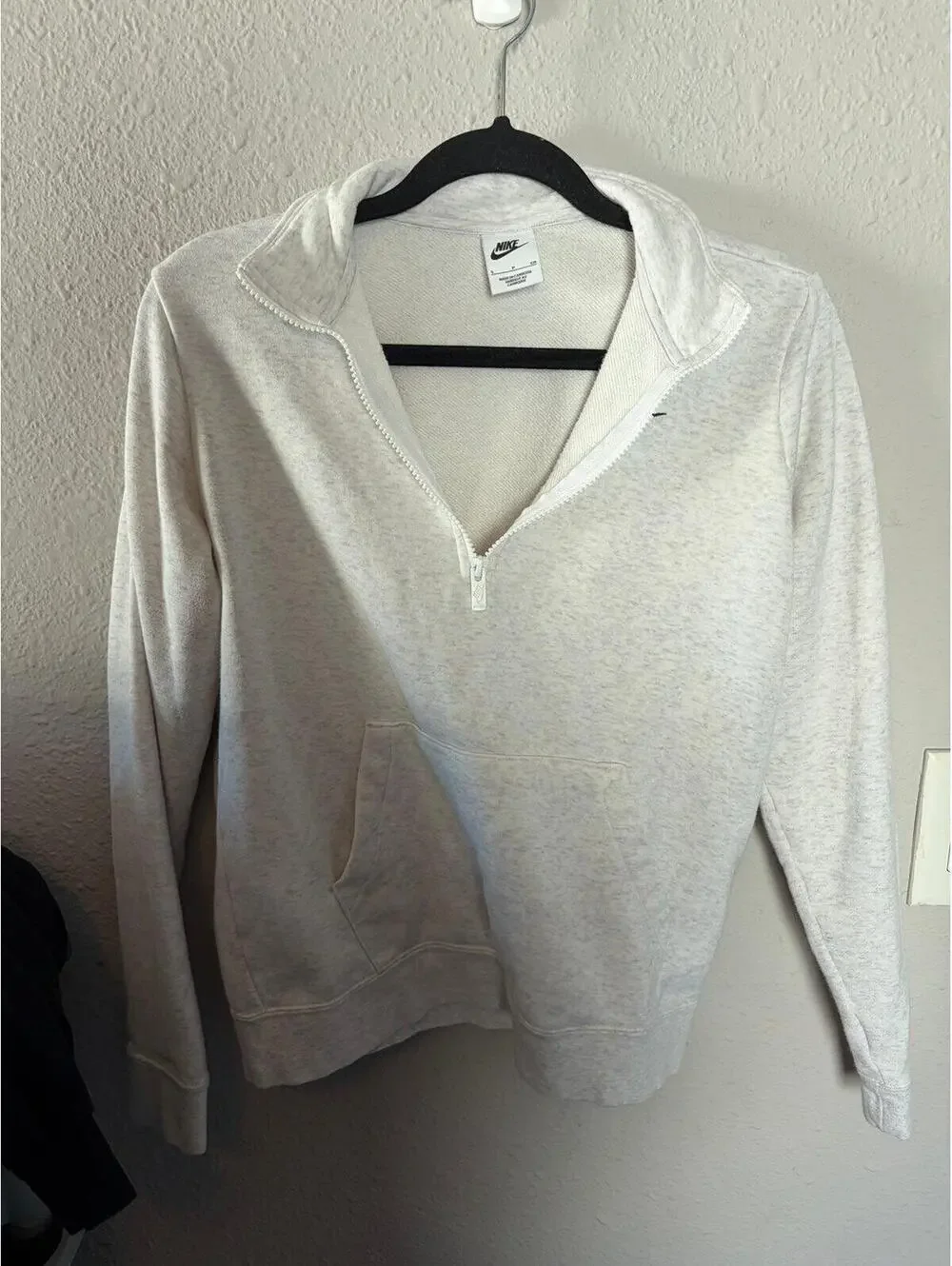 Nike 1/2 zip pullover waist length light grey/white heathered size S